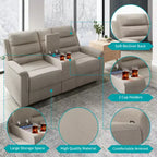 Sofá reclinable de tela tecnológica beige/gris, 2 asientos, respaldo y reposapiés ajustables