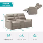 Sofá reclinable de tela tecnológica beige/gris, 2 asientos, respaldo y reposapiés ajustables