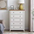 AndMakers Beige 44.3 in. H Accent Cabinet with 5 Drawers