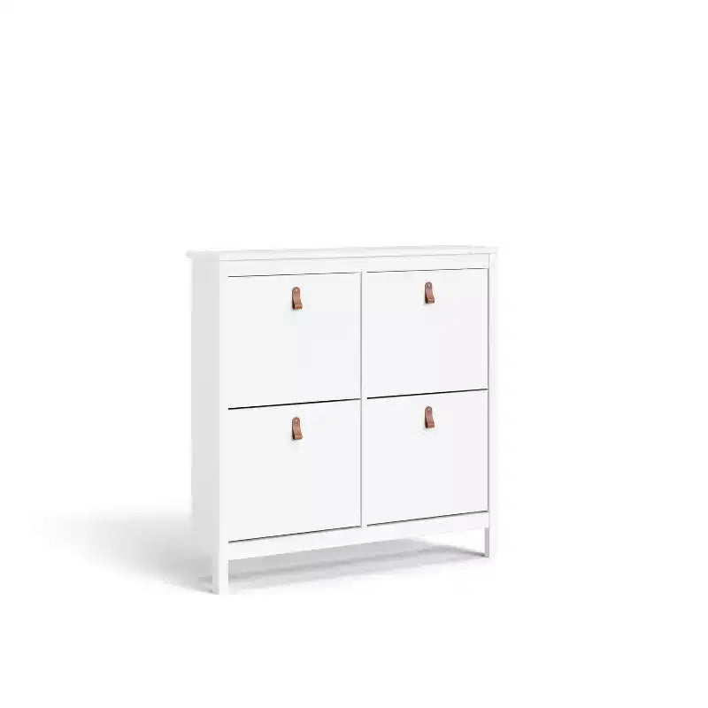 Zapatero Blanco de 4 Cajones, Estilo Moderno-Tradicional, Capacidad para 16 Pares