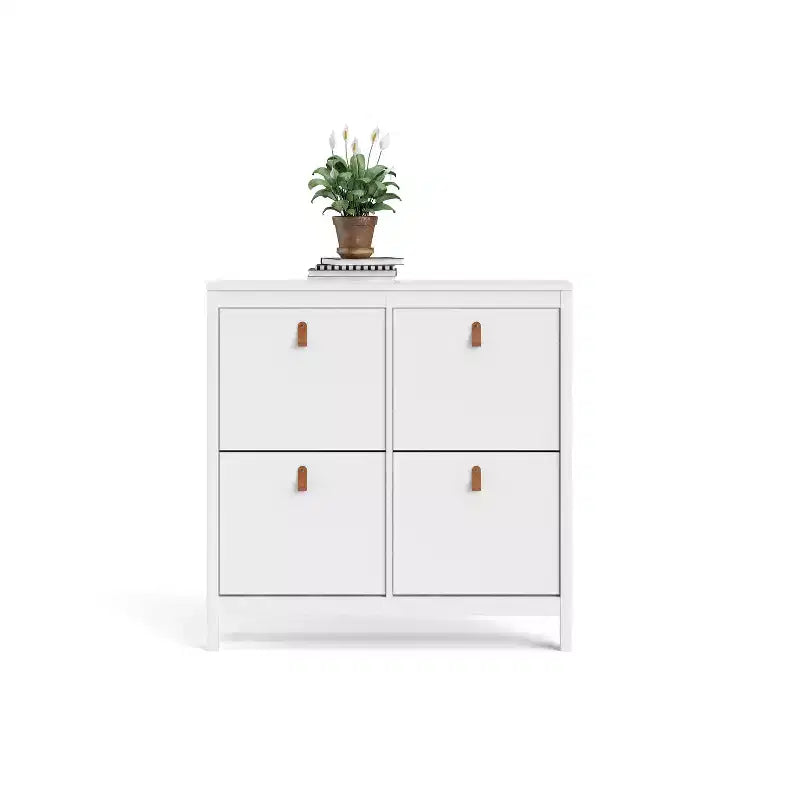 Zapatero Blanco de 4 Cajones, Estilo Moderno-Tradicional, Capacidad para 16 Pares