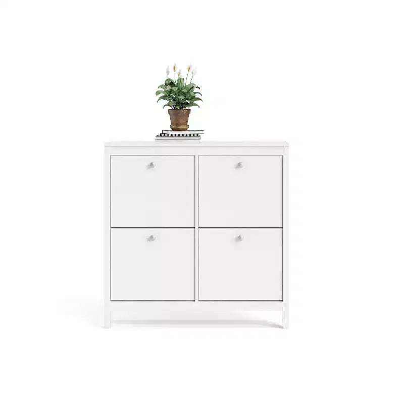 Zapatero Blanco de 4 Cajones, Estilo Moderno-Tradicional, Capacidad para 16 Pares