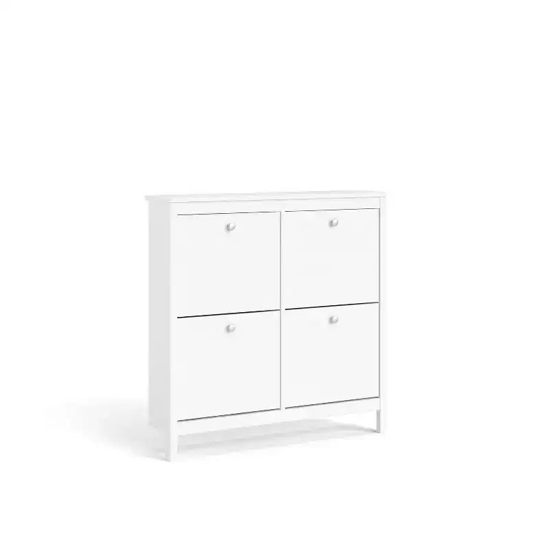 Zapatero Blanco de 4 Cajones, Estilo Moderno-Tradicional, Capacidad para 16 Pares