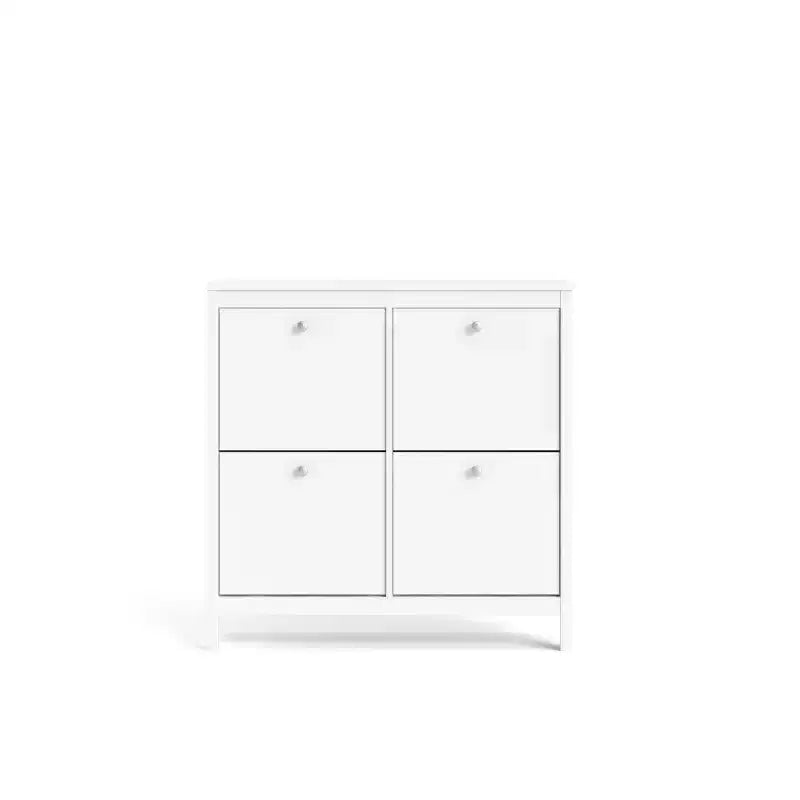 Zapatero Blanco de 4 Cajones, Estilo Moderno-Tradicional, Capacidad para 16 Pares