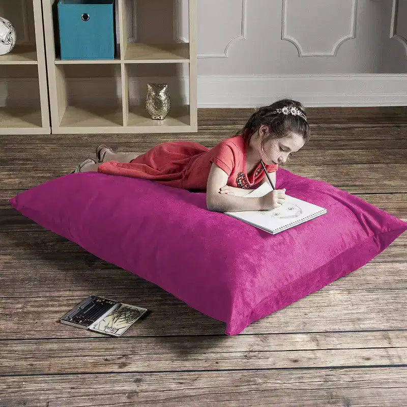Puf/Pillow para Niños de 1.06 m – Microsuede, 1 Asiento (Arándano / Cereza / Fucsia / Uva / Lima / Calabaza)