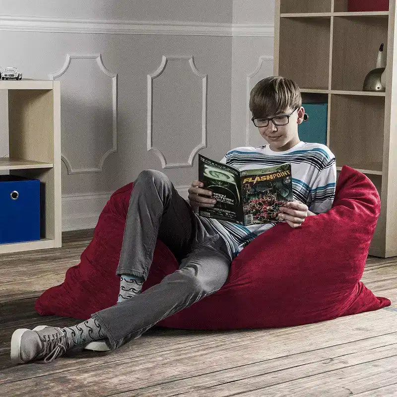 Puf/Pillow para Niños de 1.06 m – Microsuede, 1 Asiento (Arándano / Cereza / Fucsia / Uva / Lima / Calabaza)