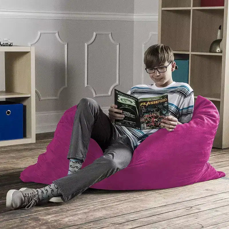 Puf/Pillow para Niños de 1.06 m – Microsuede, 1 Asiento (Arándano / Cereza / Fucsia / Uva / Lima / Calabaza)