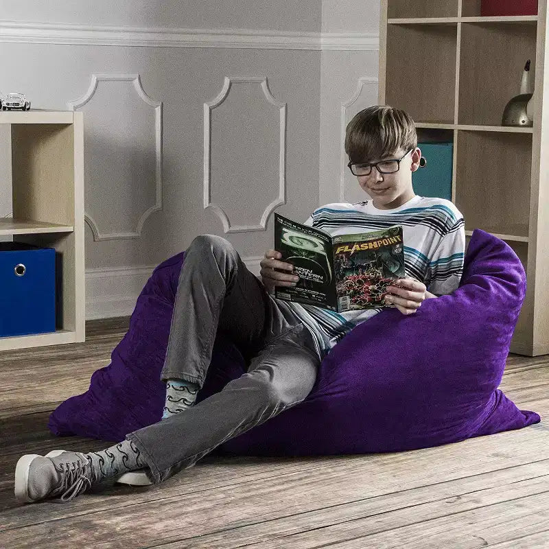 Puf/Pillow para Niños de 1.06 m – Microsuede, 1 Asiento (Arándano / Cereza / Fucsia / Uva / Lima / Calabaza)