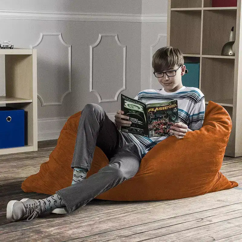 Puf/Pillow para Niños de 1.06 m – Microsuede, 1 Asiento (Arándano / Cereza / Fucsia / Uva / Lima / Calabaza)