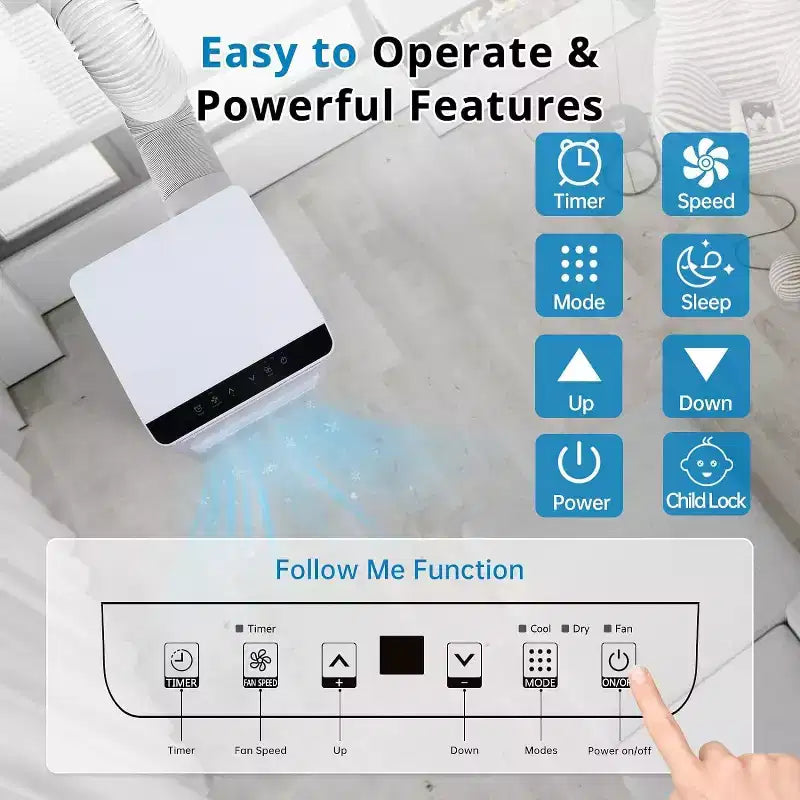 Climatiseur Garvee 8000 BTU avec mode froid/déshumidificateur/ventilateur pour chambre, bureau, blanc