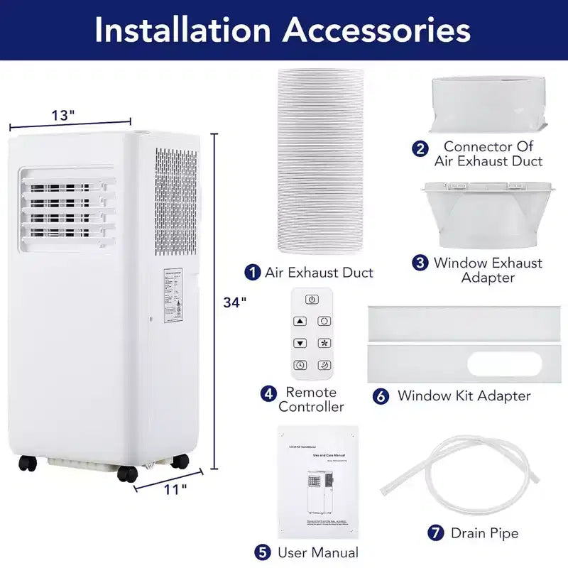 Climatiseur intelligent Garvee 10000 BTU avec télécommande, rafraîchit les pièces jusqu'à 42 m², Blanc