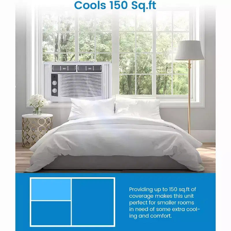 Climatiseur de fenêtre Garvee 5000 BTU avec commandes mécaniques et filtre réutilisable, blanc