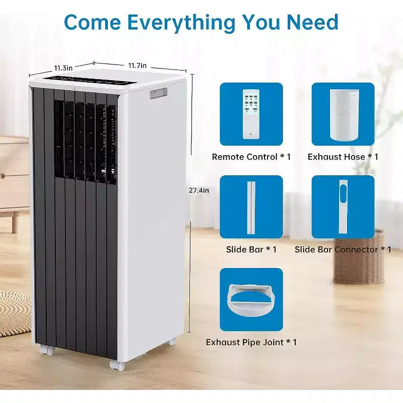 Climatiseur portable Garvee 8000 BTU, unité de climatisation 3-en-1 avec télécommande et déshumidificateur, noir