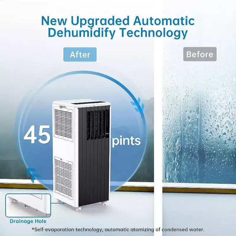 Climatiseur portable Garvee 8000 BTU, unité de climatisation 3-en-1 avec télécommande et déshumidificateur, noir