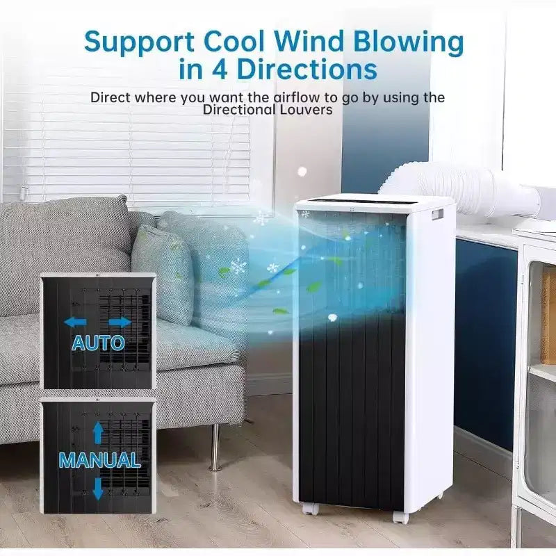 Climatiseur portable Garvee 8000 BTU, unité de climatisation 3-en-1 avec télécommande et déshumidificateur, noir