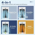 Refroidisseur d'air évaporatif/Chauffage 4-en-1 Costway, rafraîchisseur d'air sans évacuation mural oscillant 3 modes