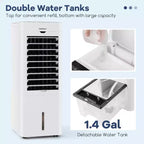 Refroidisseur d'air évaporatif/Chauffage 4-en-1 Costway, rafraîchisseur d'air sans évacuation mural oscillant 3 modes