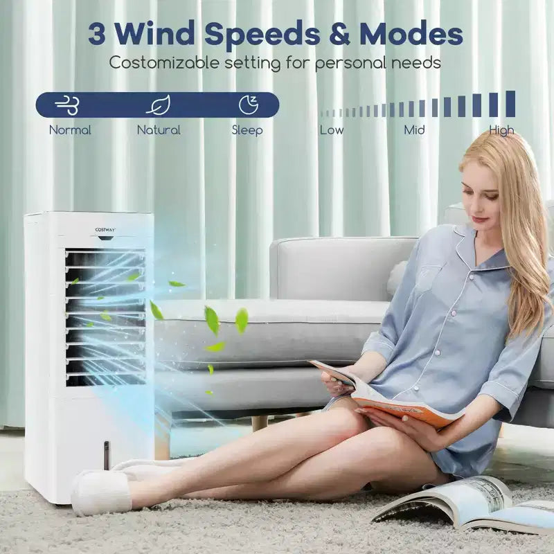Refroidisseur d'air évaporatif/Chauffage 4-en-1 Costway, rafraîchisseur d'air sans évacuation mural oscillant 3 modes