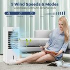 Refroidisseur d'air évaporatif/Chauffage 4-en-1 Costway, rafraîchisseur d'air sans évacuation mural oscillant 3 modes