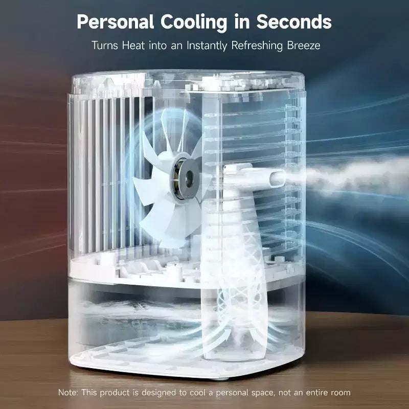 Ventilateur de refroidissement d'air portable HiCOZY avec brumisateur, mini climatiseur humidificateur pour bureau