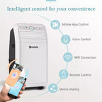 Climatiseur portable intelligent WiFi Ukoke USPC01W, 12 000 BTU, commande par application et télécommande, 4-en-1 froid/chaud/déshumidificateur/ventilateur, pour pièces jusqu'à 37 m², blanc