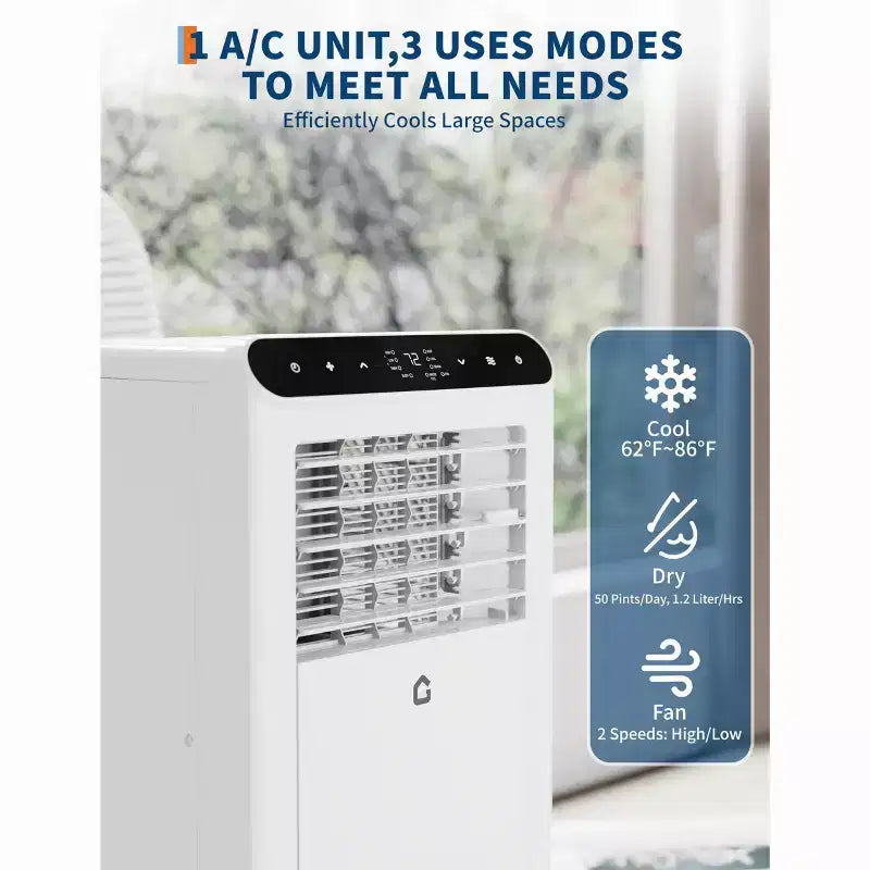 10,000 BTU Portable Air Conditioner with Heat, 3-in-1 Portable AC Unit with Fan & Dehumidifier, Room Air Conditioner Cools up to 450 Sq. Ft