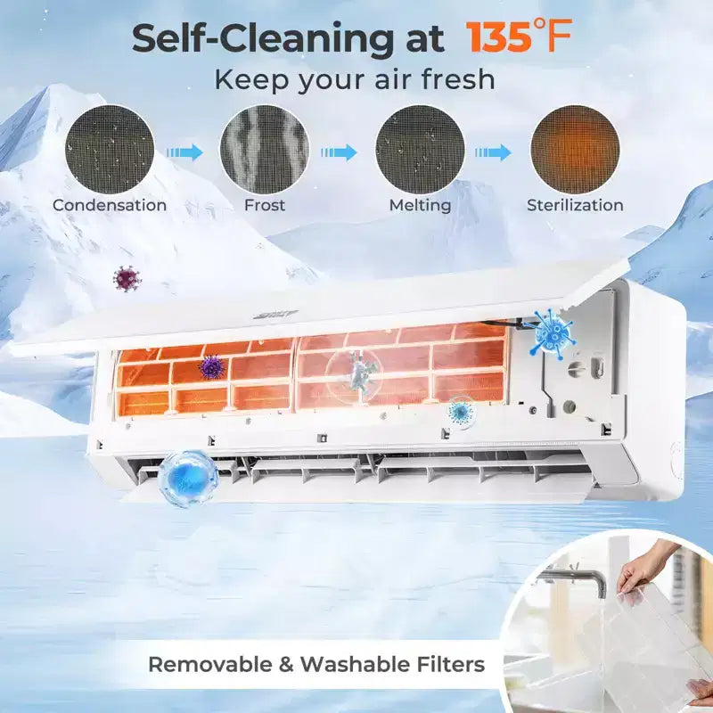 Climatiseur et Chauffage Mini Split 18000 BTU Costway 25 SEER2 Unité de climatisation 208-230V