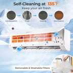 Climatiseur et Chauffage Mini Split 18000 BTU Costway 25 SEER2 Unité de climatisation 208-230V