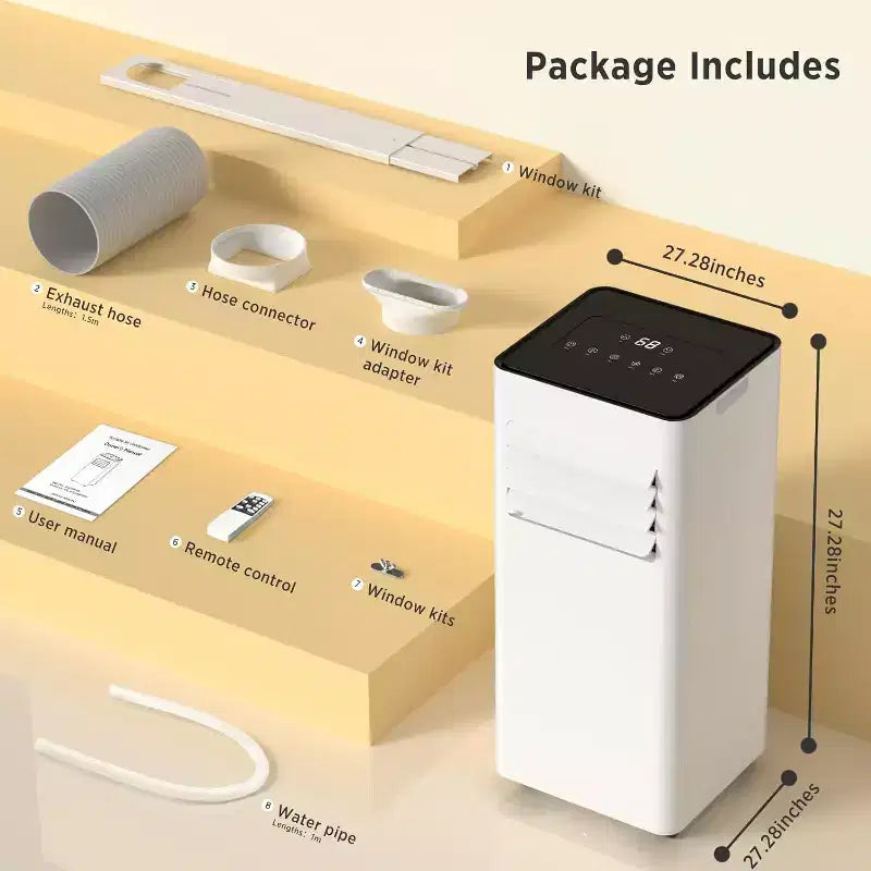 Climatiseur portable ZAFRO 10 000 BTU, refroidit jusqu'à 42 m², 4 modes, télécommande/affichage LED, blanc