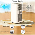 Climatiseur portable ZAFRO 10 000 BTU, refroidit jusqu'à 42 m², 4 modes, télécommande/affichage LED, blanc