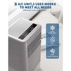Climatiseur portable 8 000 BTU, jusqu'à 32,5 m², petit climatiseur 3-en-1 avec fonctions froid/ventilateur/déshumidificateur