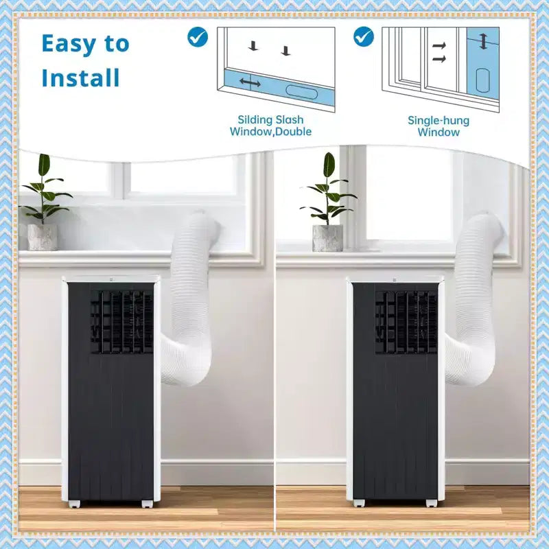 Climatiseur portable 8000 BTU, 3-en-1 CA avec déshumidificateur et ventilateur, pour pièces jusqu'à 32,5 m², avec télécommande et kit de fenêtre