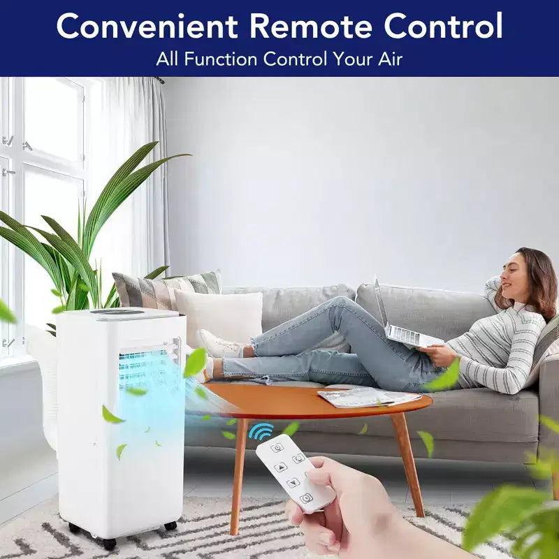 Climatiseur portable 8 000 BTU (ASHRAE) / 6 000 BTU (SACC) avec fonctions de refroidissement, de déshumidificateur et de ventilation, télécommande, mode veille, minuterie 24 h