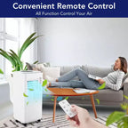 Climatiseur portable 8 000 BTU (ASHRAE) / 6 000 BTU (SACC) avec fonctions de refroidissement, de déshumidificateur et de ventilation, télécommande, mode veille, minuterie 24 h