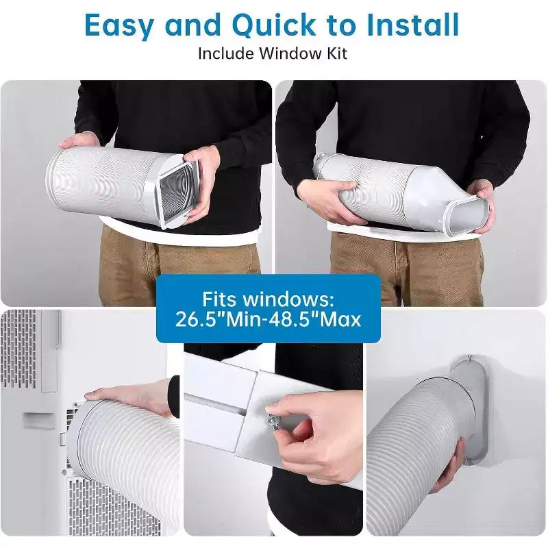 Climatiseur portable ultra silencieux de 8 000 BTU, 3-en-1 (climatiseur, déshumidificateur et ventilateur), avec minuterie 24h, kit de fenêtre et télécommande pour 32,5 m²