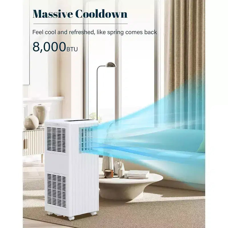 Climatiseur Portable Garvee 8000 BTU avec Télécommande 3-en-1 Refroidissement Déshumidification Ventilation pour Pièces jusqu'à 32 m²