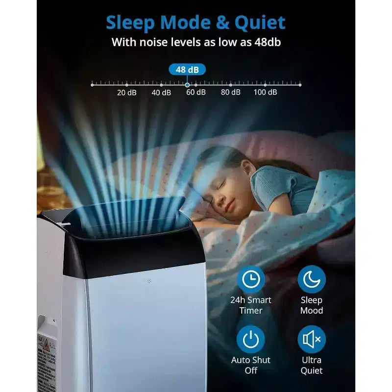 12,000 BTU Portable Air Conditioner Cools Up to 550 Sq.Ft, 3-IN-1 Quiet Portable AC Unit with Remote Control