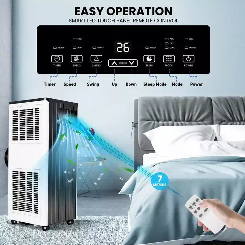 Climatiseurs portables 8000 BTU, unité de climatisation écoénergétique avec télécommande