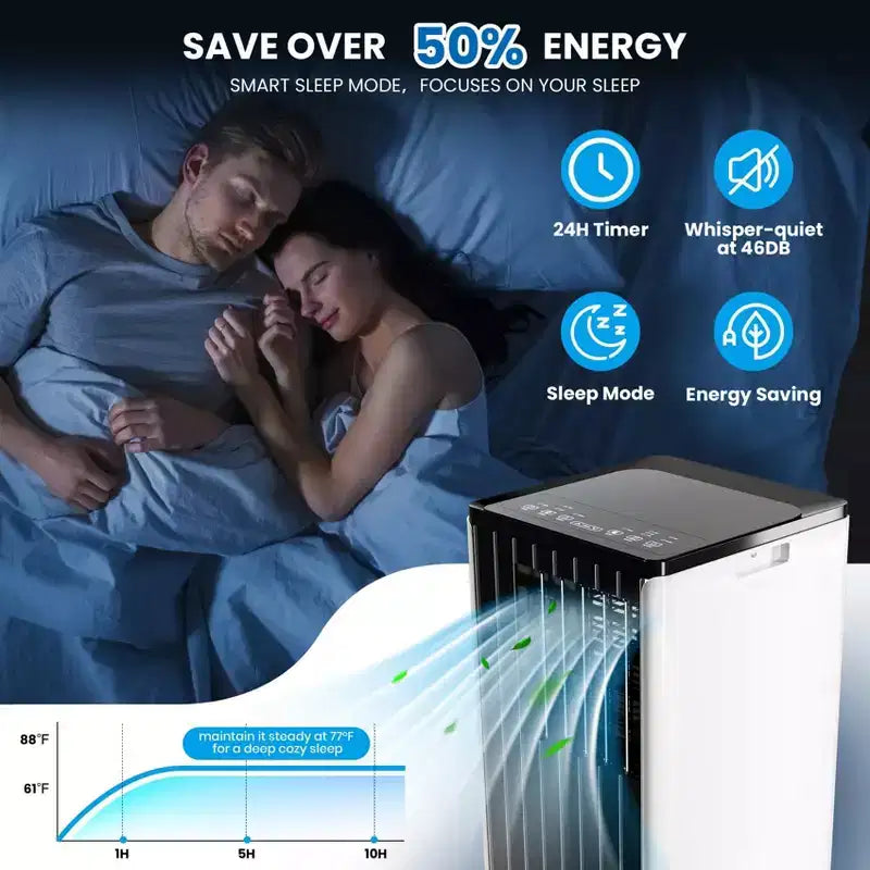 Climatiseurs portables 8000 BTU, unité de climatisation écoénergétique avec télécommande