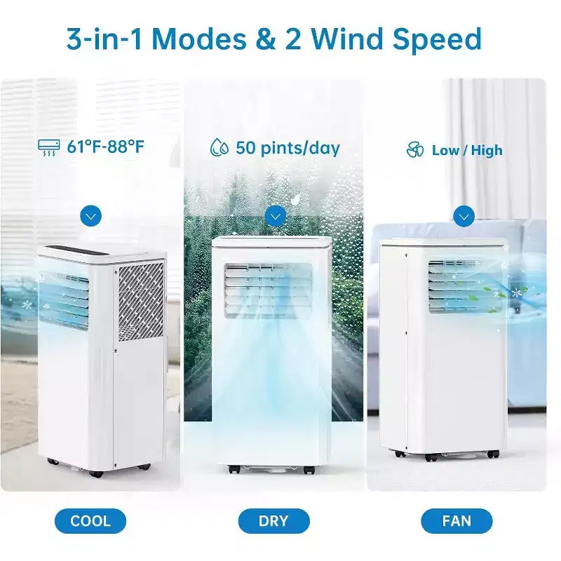 Climatiseur portable 8000 BTU, climatiseur portable silencieux pour une surface allant jusqu'à 42 m².