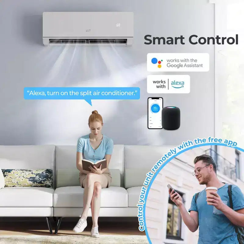 Climatiseur et Chauffage Mini Split Costway 12000 BTU 230 V avec Pompe à Chaleur 1 Tonne et Kit d'Installation