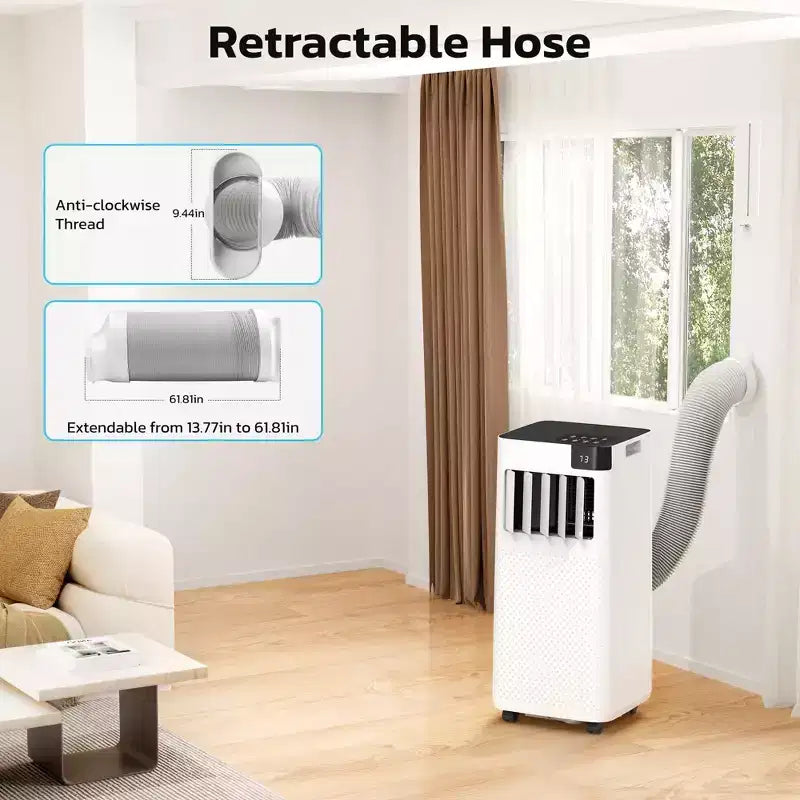 Climatiseurs portables, Climatiseur portable de 8 000 BTU avec modes Froid, Ventilateur et Déshumidification/Économe en énergie/Minuteur de 24 heures pour Chambre, Blanc