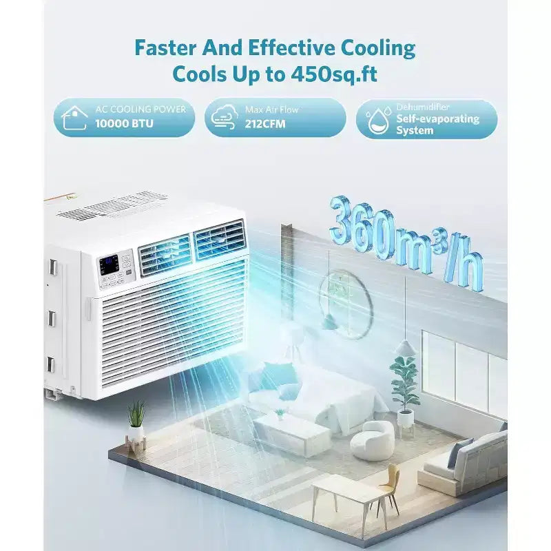 Climatiseur de fenêtre ZAFRO 10 000 BTU, refroidit jusqu'à 42 m², unité de climatisation de fenêtre ultra silencieuse avec télécommande