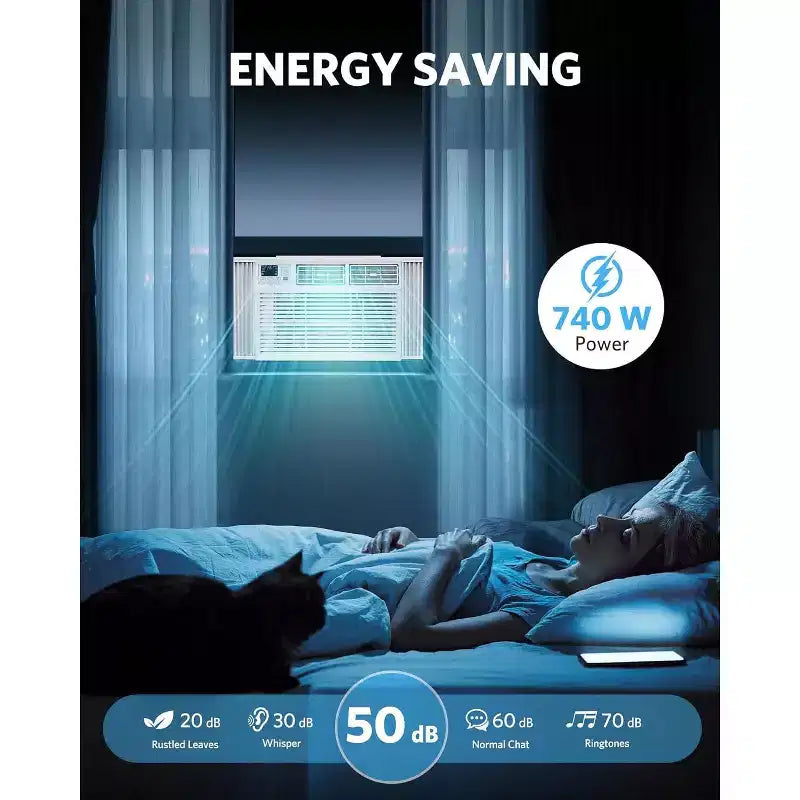 Climatiseur de fenêtre ZAFRO 8 000 BTU, rafraîchit jusqu'à 32,5 m², unité de climatisation de fenêtre ultra silencieuse avec télécommande