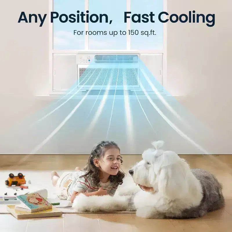 Climatiseur de fenêtre ZAFRO, appareil de climatisation de fenêtre de 12 000 BTU avec télécommande et contrôle par application, rafraîchit les pièces jusqu'à 46,5 m², 6 modes 4 vitesses de ventilation