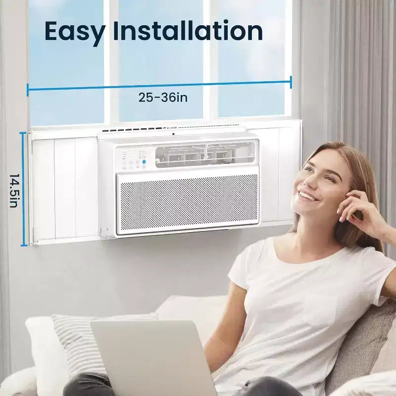 Climatiseur de fenêtre ZAFRO, appareil de climatisation de fenêtre de 12 000 BTU avec télécommande et contrôle par application, rafraîchit les pièces jusqu'à 46,5 m², 6 modes 4 vitesses de ventilation