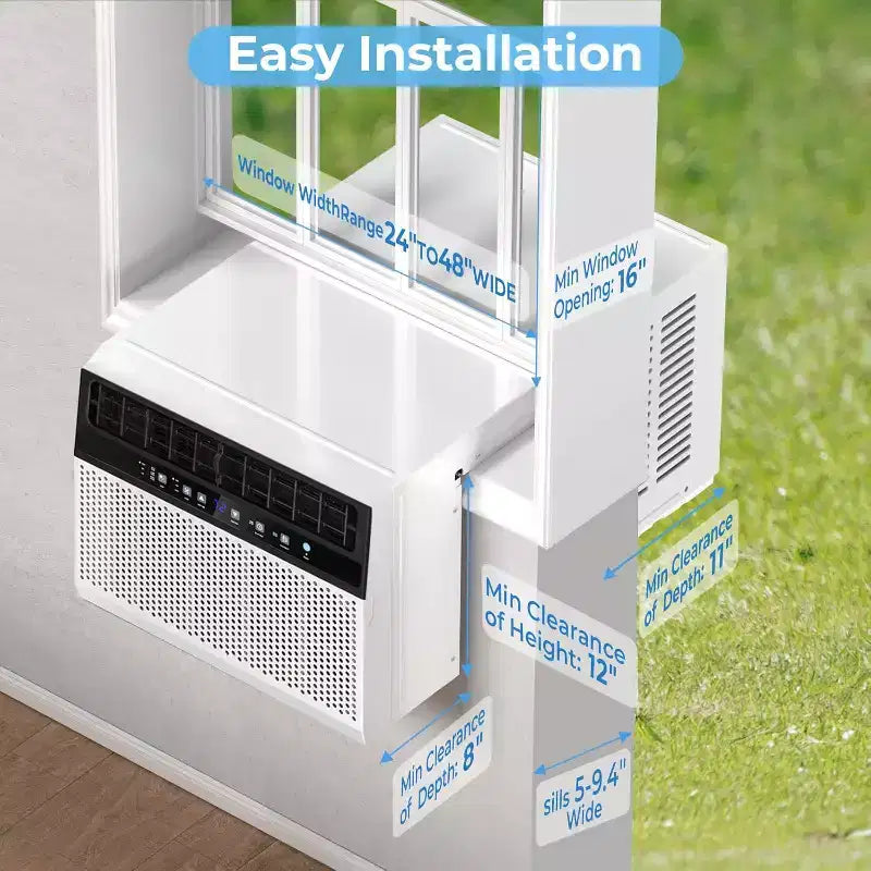 Climatiseur de fenêtre ZAFRO 12 000 BTU, refroidit jusqu'à 51 m², unité de climatisation de fenêtre en U avec 6 modes et minuterie 24h,
