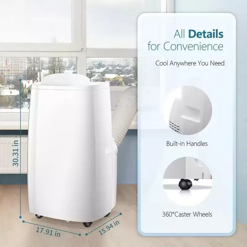 Climatiseur Portable ZAFRO 14 000 BTU, Refroidisseur, Déshumidificateur et Ventilateur 3-en-1, Climatiseur Portable avec Télécommande, Silencieux