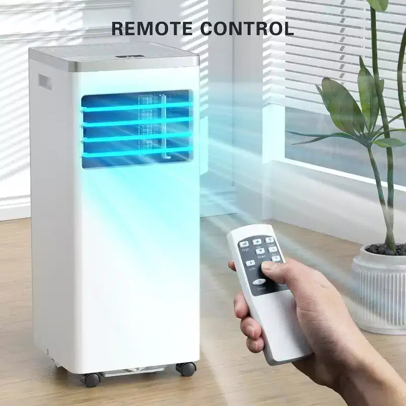 Climatiseur portable 3-en-1 ZAFRO avec télécommande et kit fenêtre, déshumidificateur intégré, mode ventilateur, blanc (8 000 BTU)
