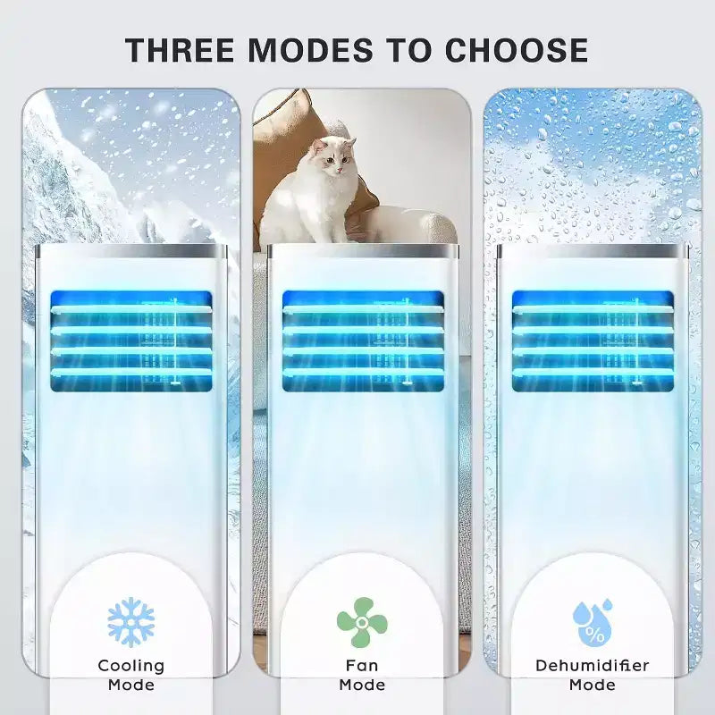 Climatiseur portable 3-en-1 ZAFRO avec télécommande et kit fenêtre, déshumidificateur intégré, mode ventilateur, blanc (8 000 BTU)